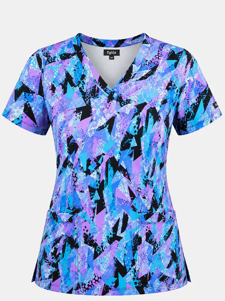 Blusa Médica Estampada Prisma Índigo Mujer | Égida Uniformes 3