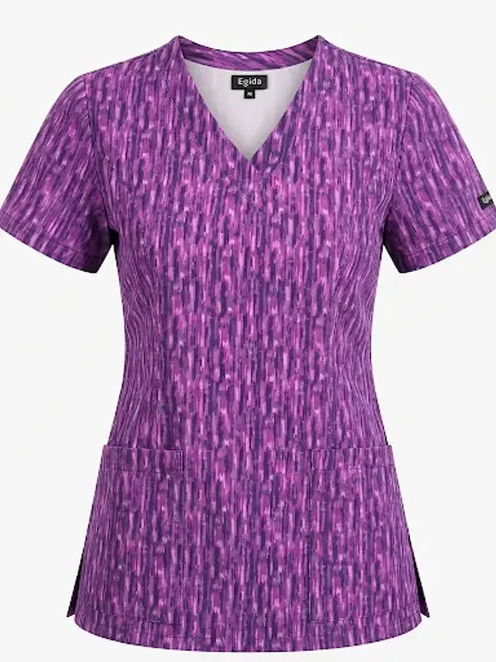 Blusa Médica Estampada Lluvia Magenta Mujer | Egida Uniformes 3
