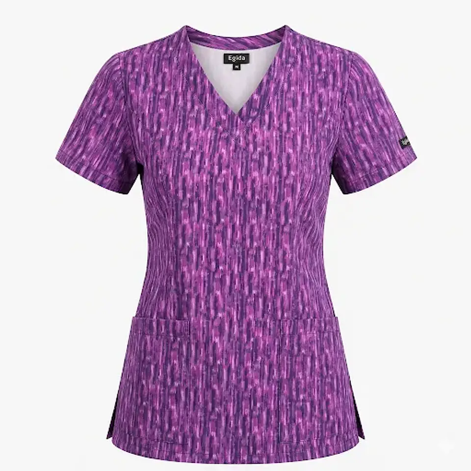 Blusa Médica Estampada Lluvia Magenta Mujer | Egida Uniformes 3
