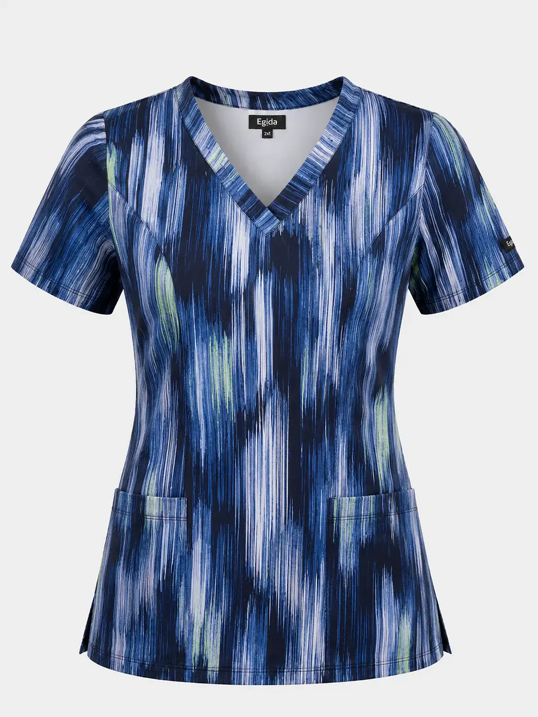 Blusa Médica Estampada Cascada Azul Mujer  - Uniformes clínicos Égida Chile