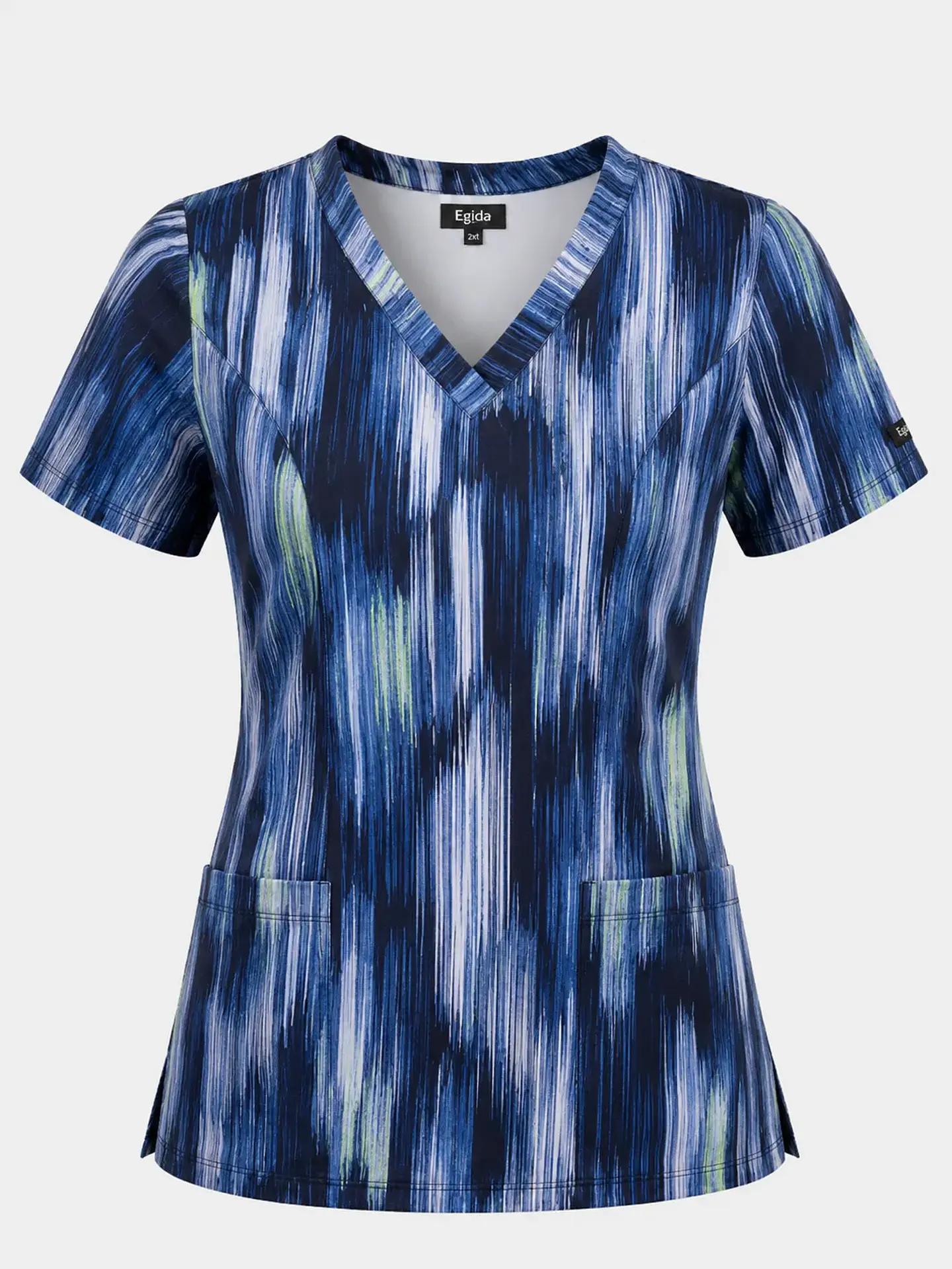 Blusa Médica Estampada Cascada Azul Mujer  3