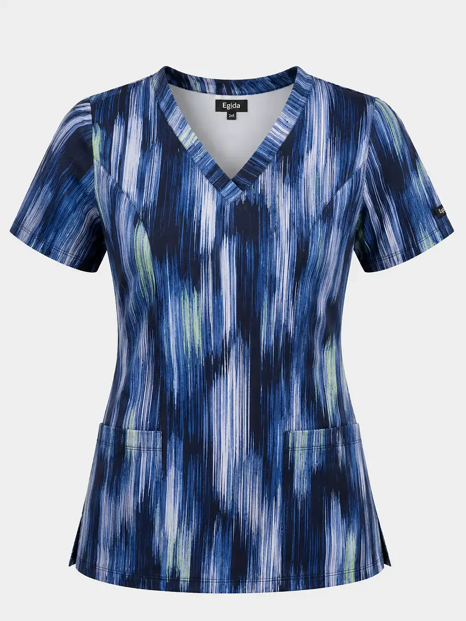 Blusa Médica Estampada Cascada Azul Mujer  3