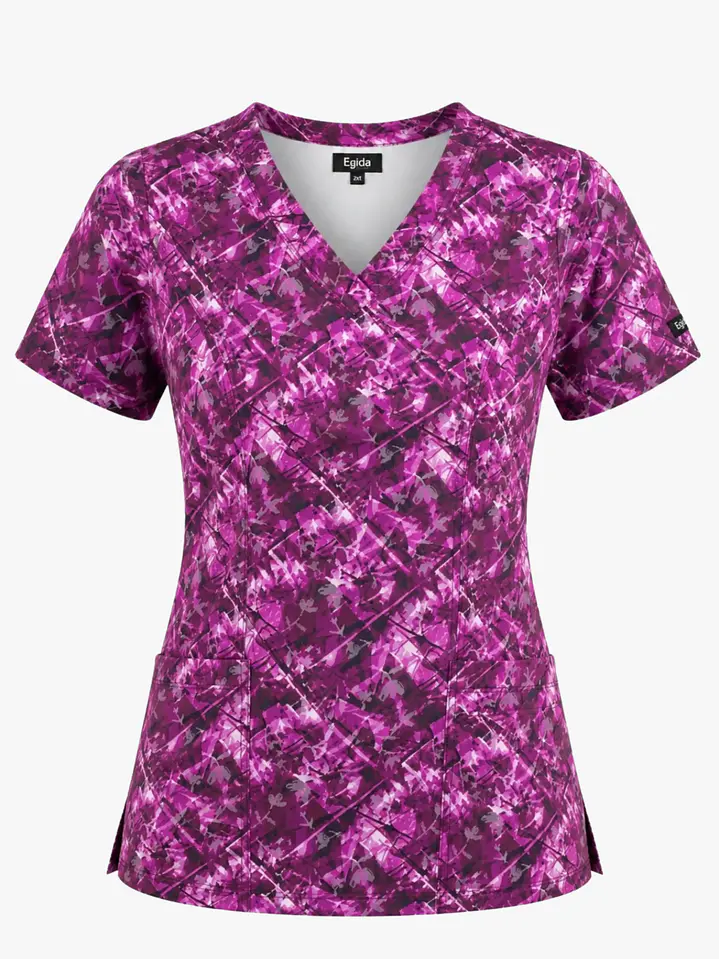Blusa Médica Estampada  Jardín Amatista Mujer  3