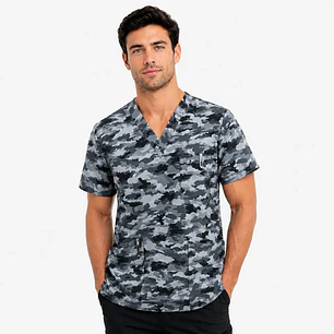 Polera Médica Antifluido Hombre Camuflaje Urbano Gris 
