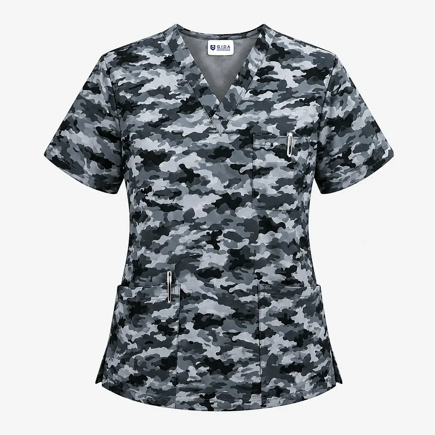 Polera Médica Antifluido Hombre Camuflaje Urbano Gris  3