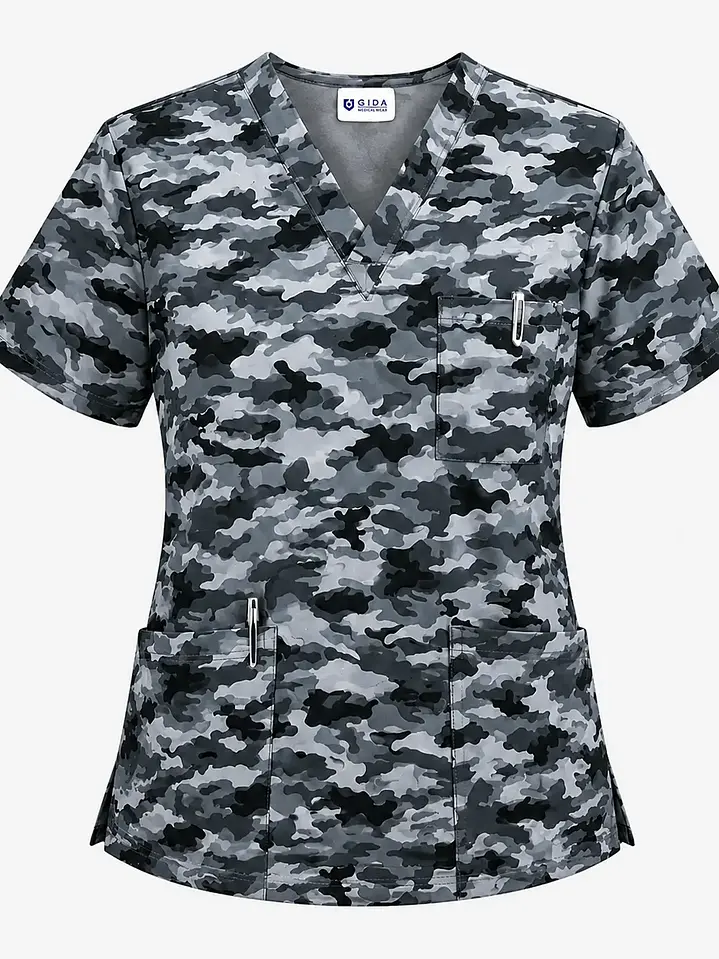 Polera Médica Antifluido Hombre Camuflaje Urbano Gris  3