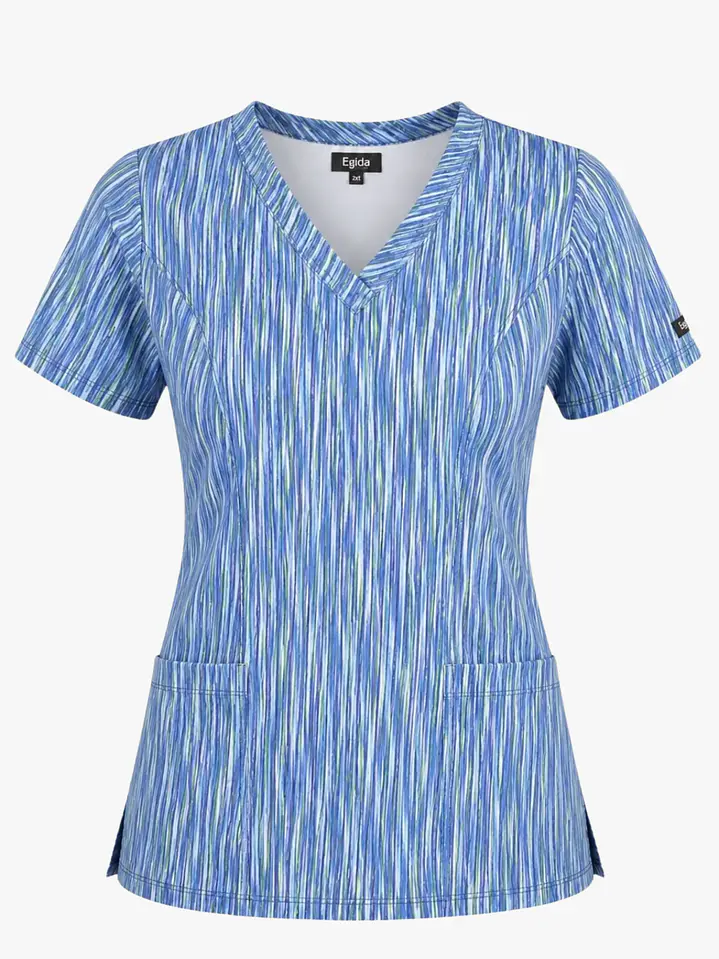 Blusa Médica Estampada Glaciar Turquesa 3