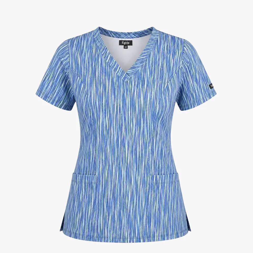 Blusa Médica Estampada Glaciar Turquesa 3