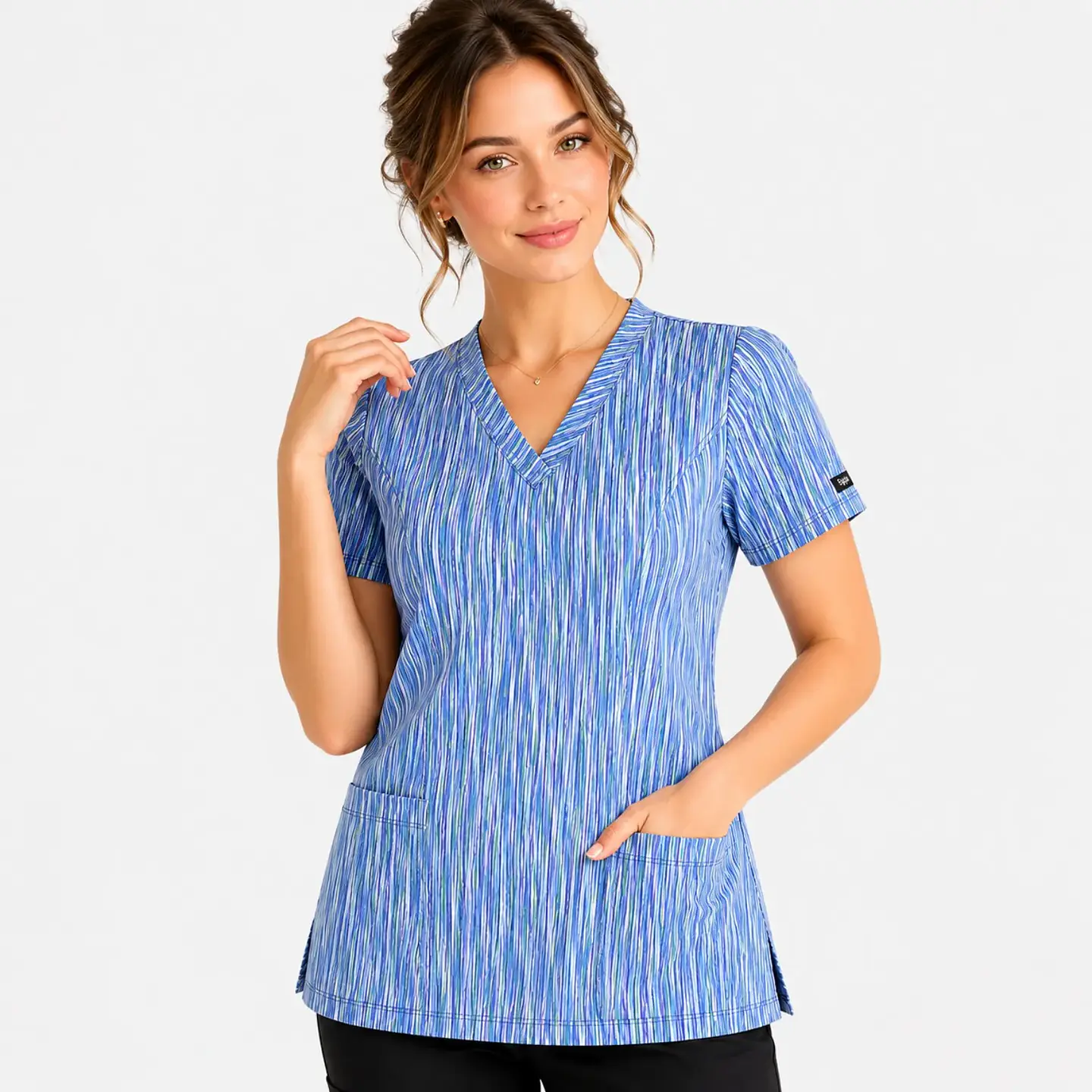 Blusa Médica Estampada Glaciar Turquesa 1