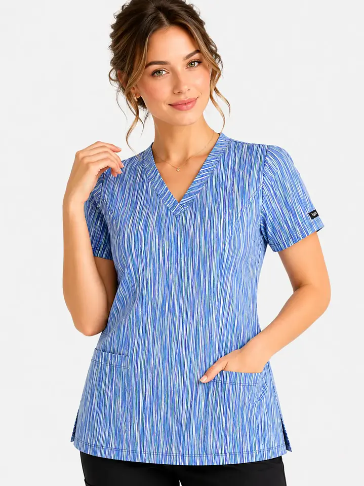 Blusa Médica Estampada Glaciar Turquesa 1