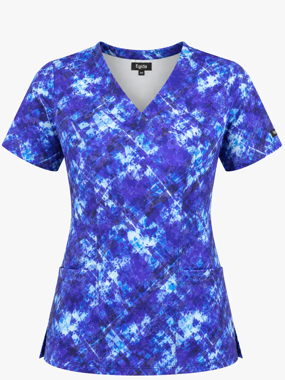 Blusa Médica Estampada Pincelada Azul Mujer - Uniformes clínicos Égida Chile