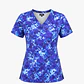 Blusa Médica Estampada Pincelada Azul Mujer - Miniatura 3