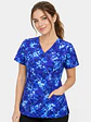 Blusa Médica Estampada Pincelada Azul Mujer - Miniatura 1