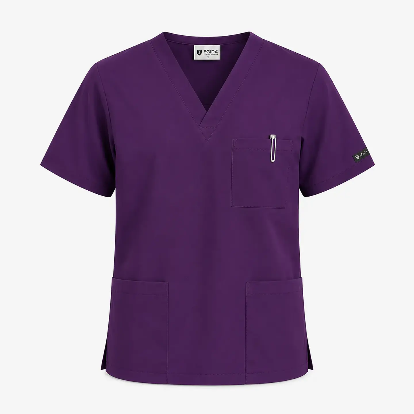 Polera Médica Cargo Hombre Cuello en V Antifluido Morada | Egida 3