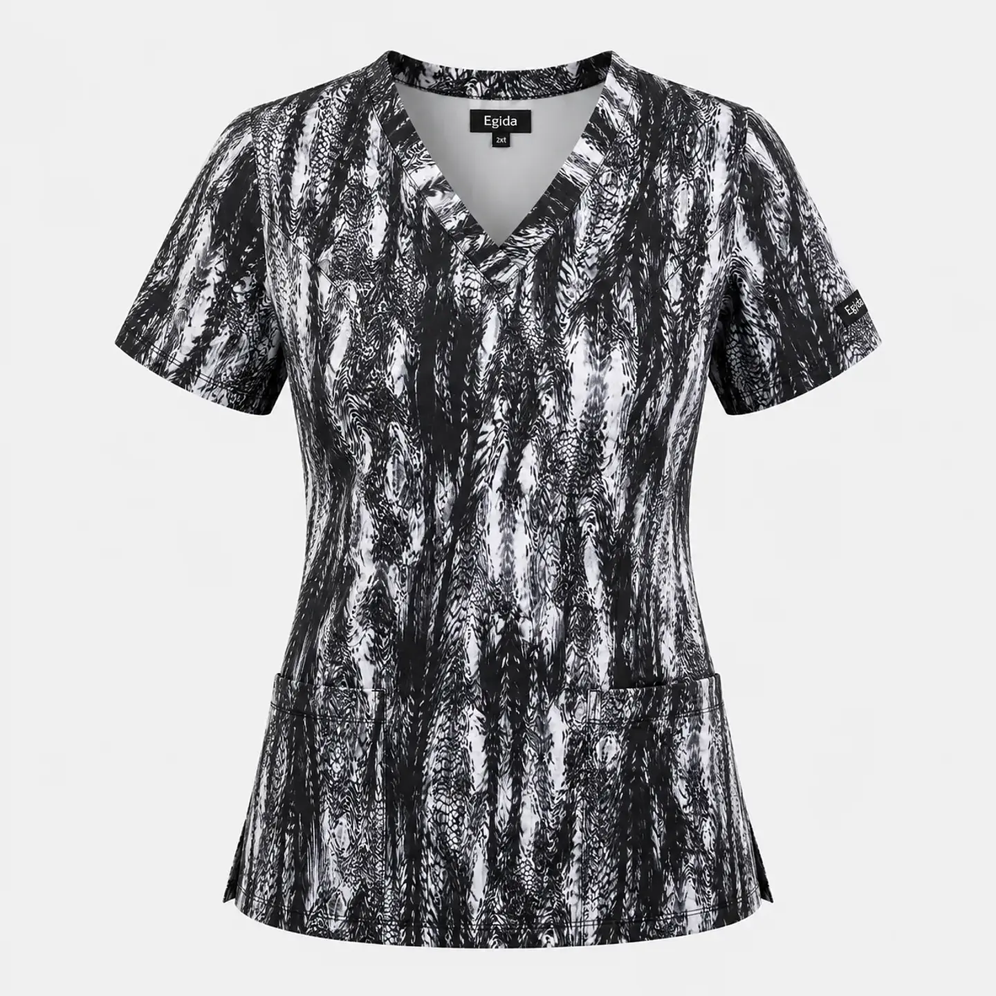 Blusa Médica Estampada Bosque Ceniza Negro Gris Mujer  3