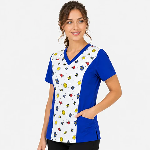 Blusa Estampada Jardín Infantil - Azul Rey