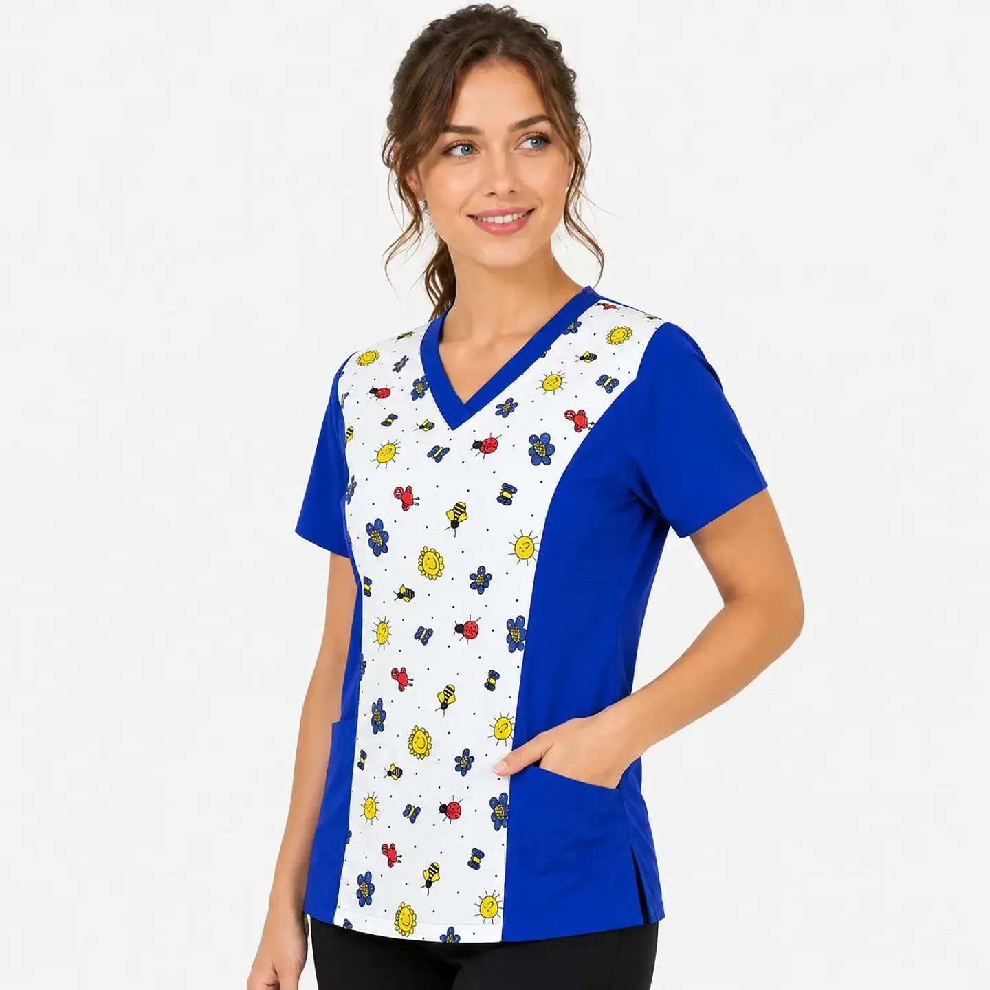 Blusa Estampada Jardín Infantil - Azul Rey 1