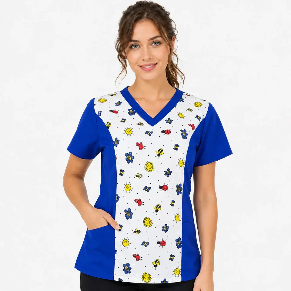 Blusa Estampada Jardín Infantil - Azul Rey 2
