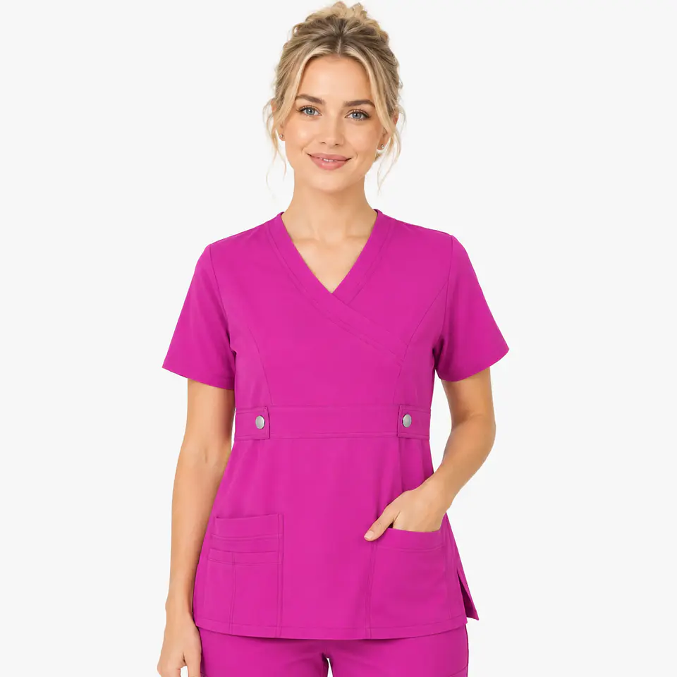 Blusa Clínica Cargo Antifluido Fucsia para Mujer 1