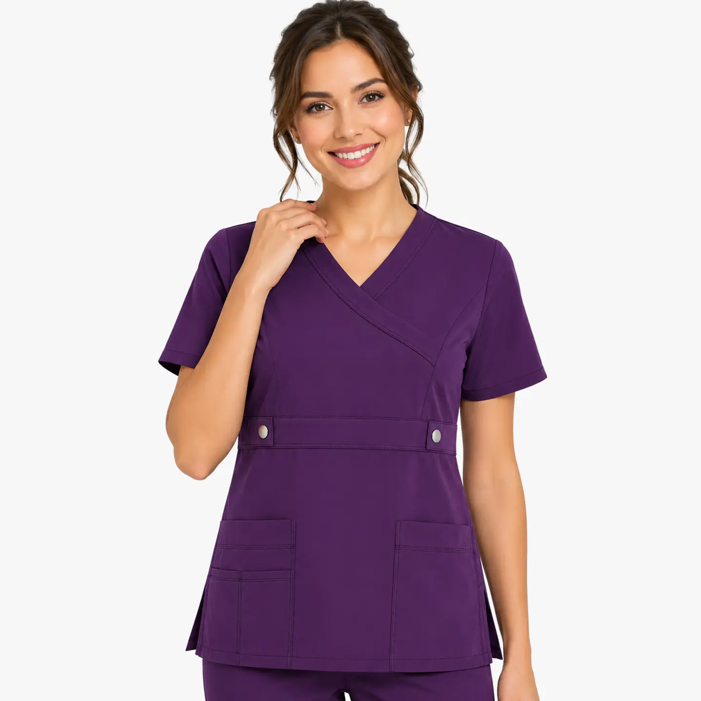 Blusa Clínica Cargo Antifluido color Morado para Mujer 2