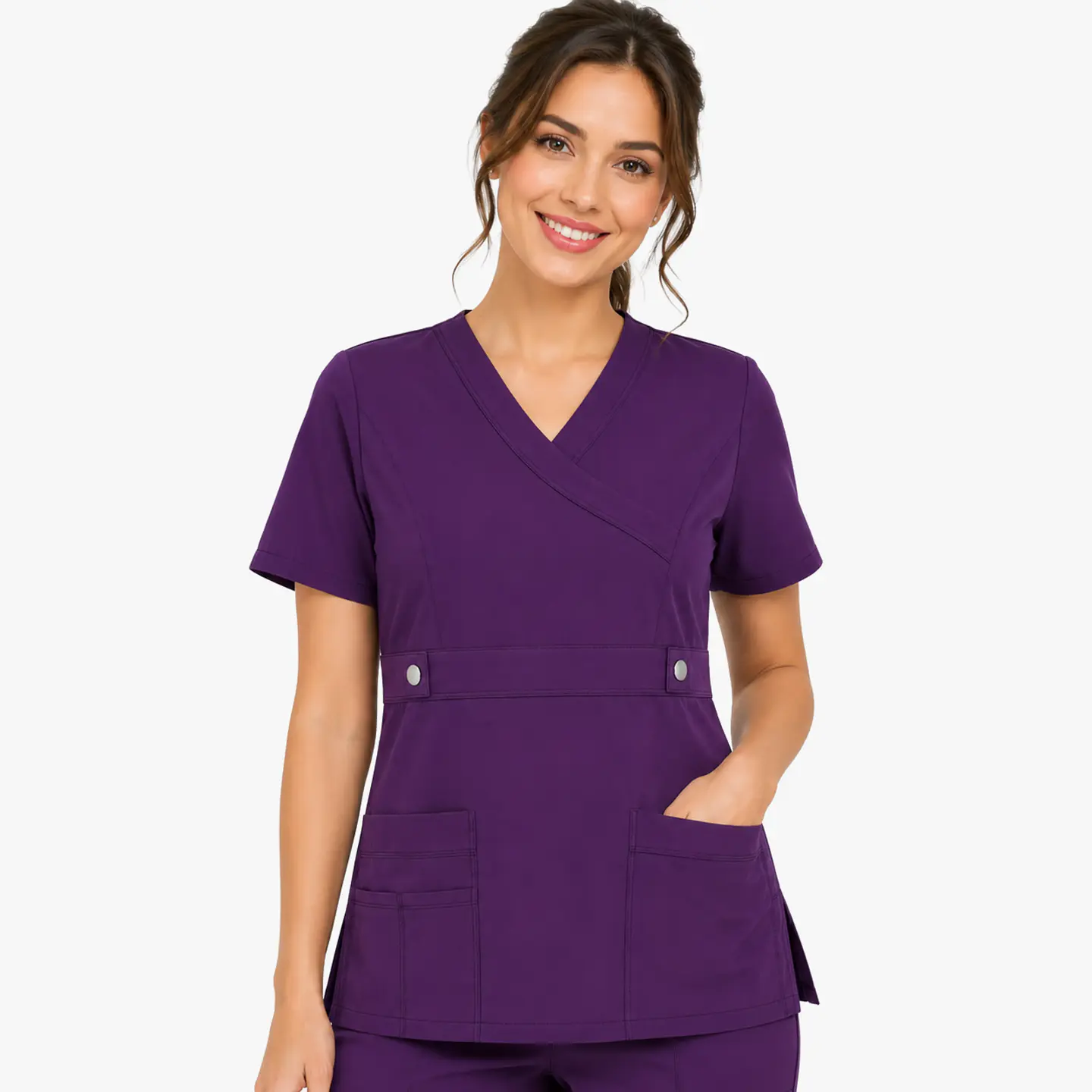 Blusa Clínica Cargo Antifluido color Morado para Mujer 1