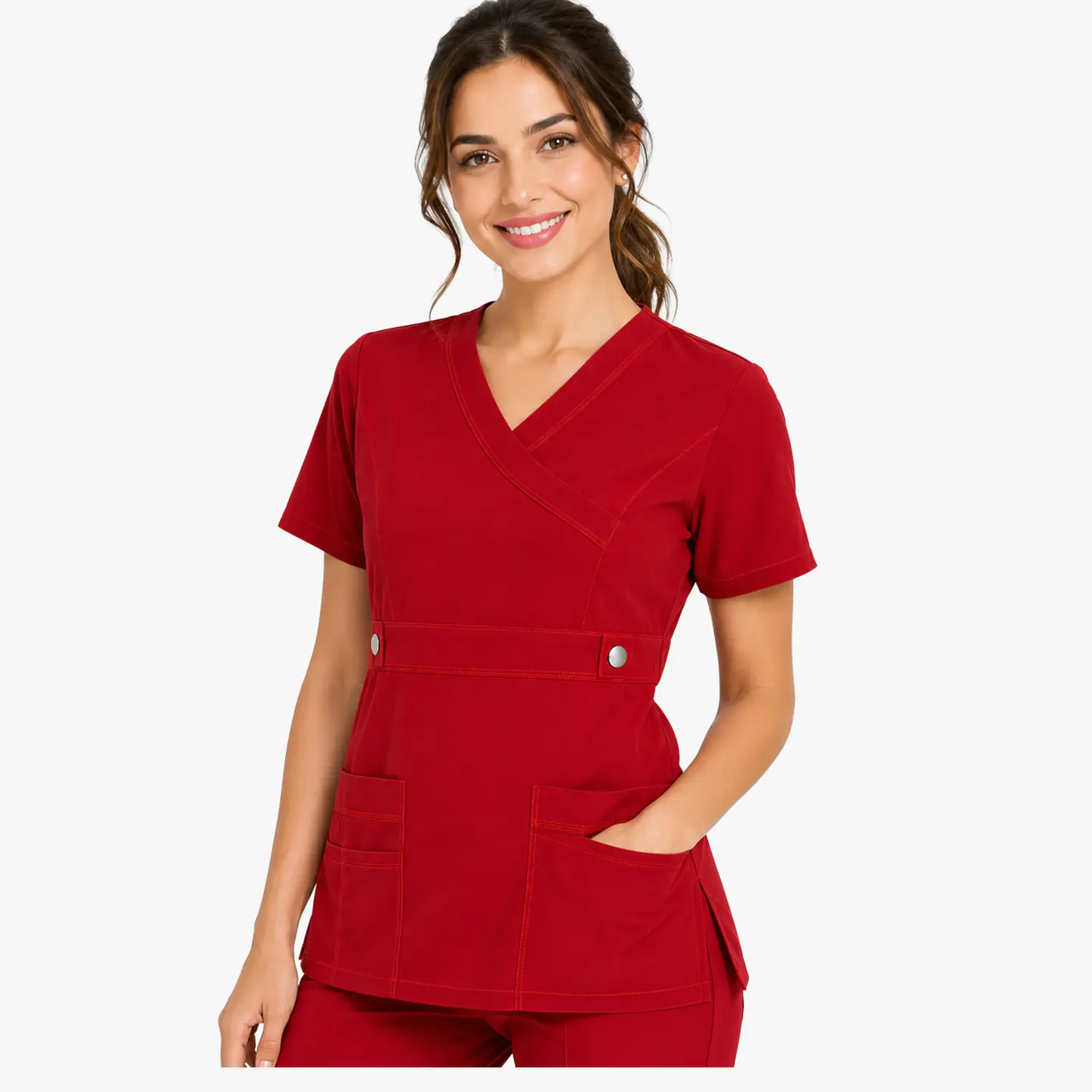 Blusa Clínica Cargo Antifluido color Rojo Italiano  para Mujer 2