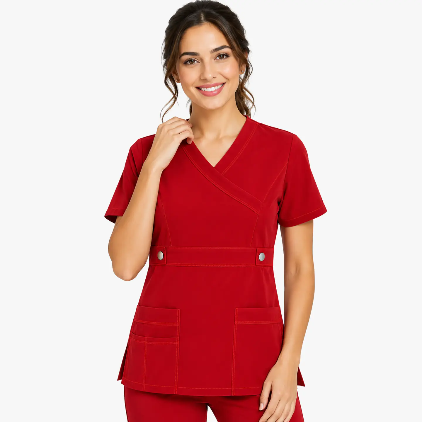 Blusa Clínica Cargo Antifluido color Rojo Italiano  para Mujer 1