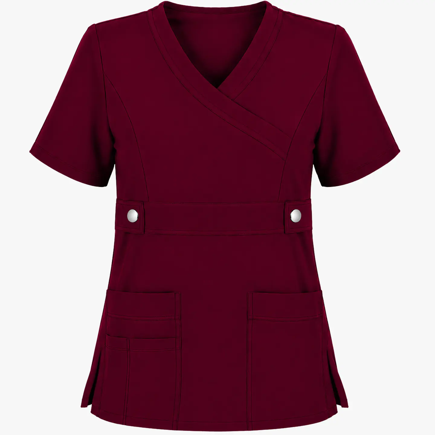 Blusa Clínica Cargo Antifluido Elasticado color Burdeo para Mujer 3