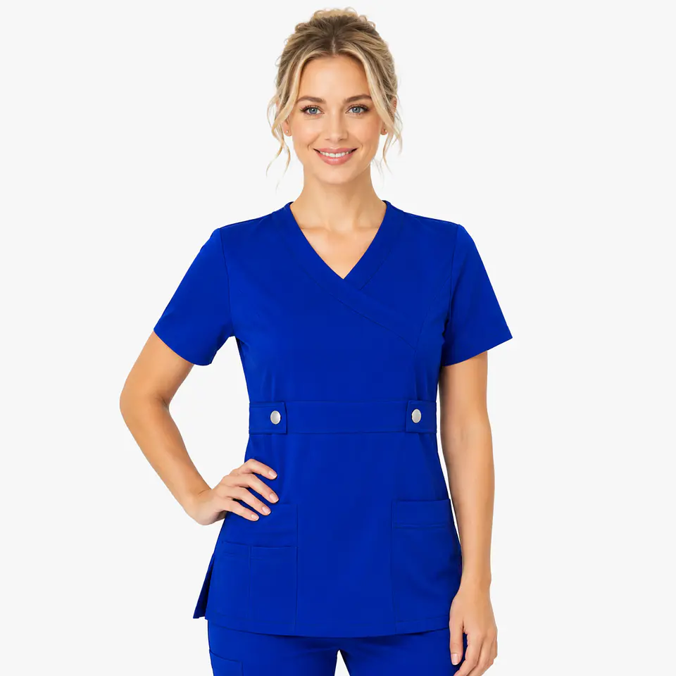 Blusa Clínica Cargo Antifluido Elasticado color Azul Rey para Mujer 2