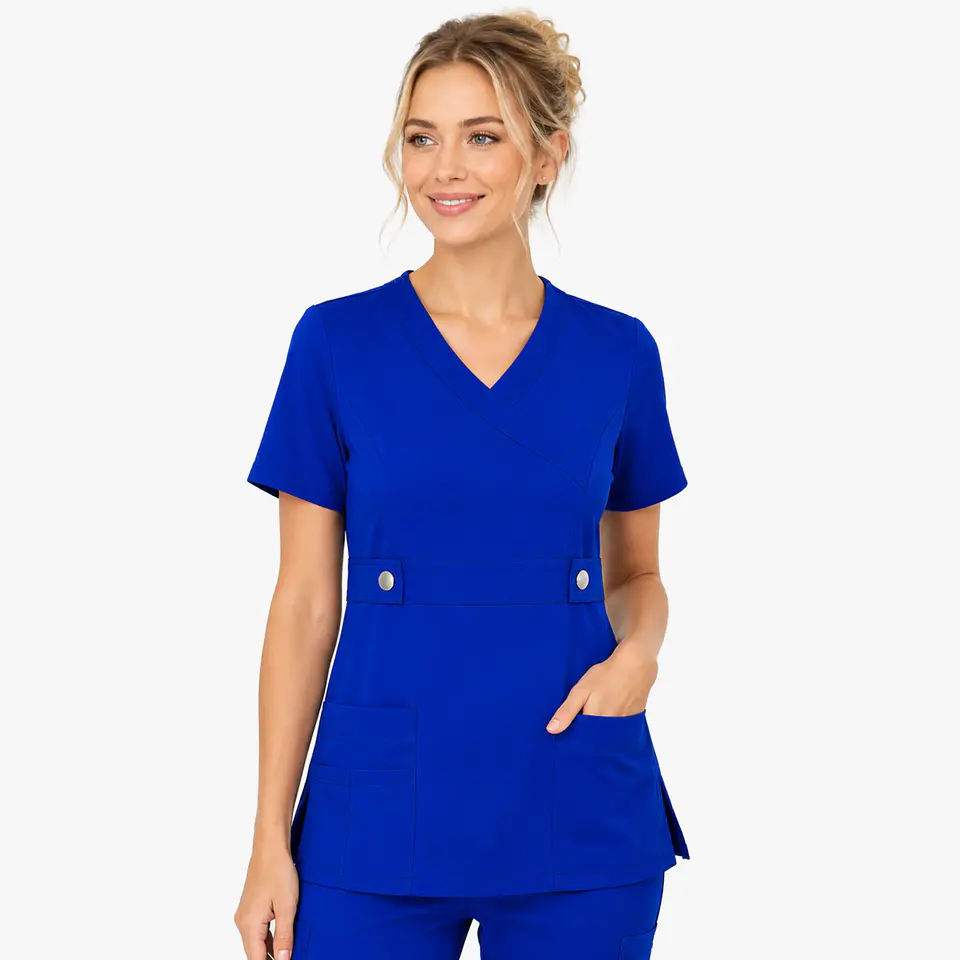 Blusa Clínica Cargo Antifluido Elasticado color Azul Rey para Mujer 1
