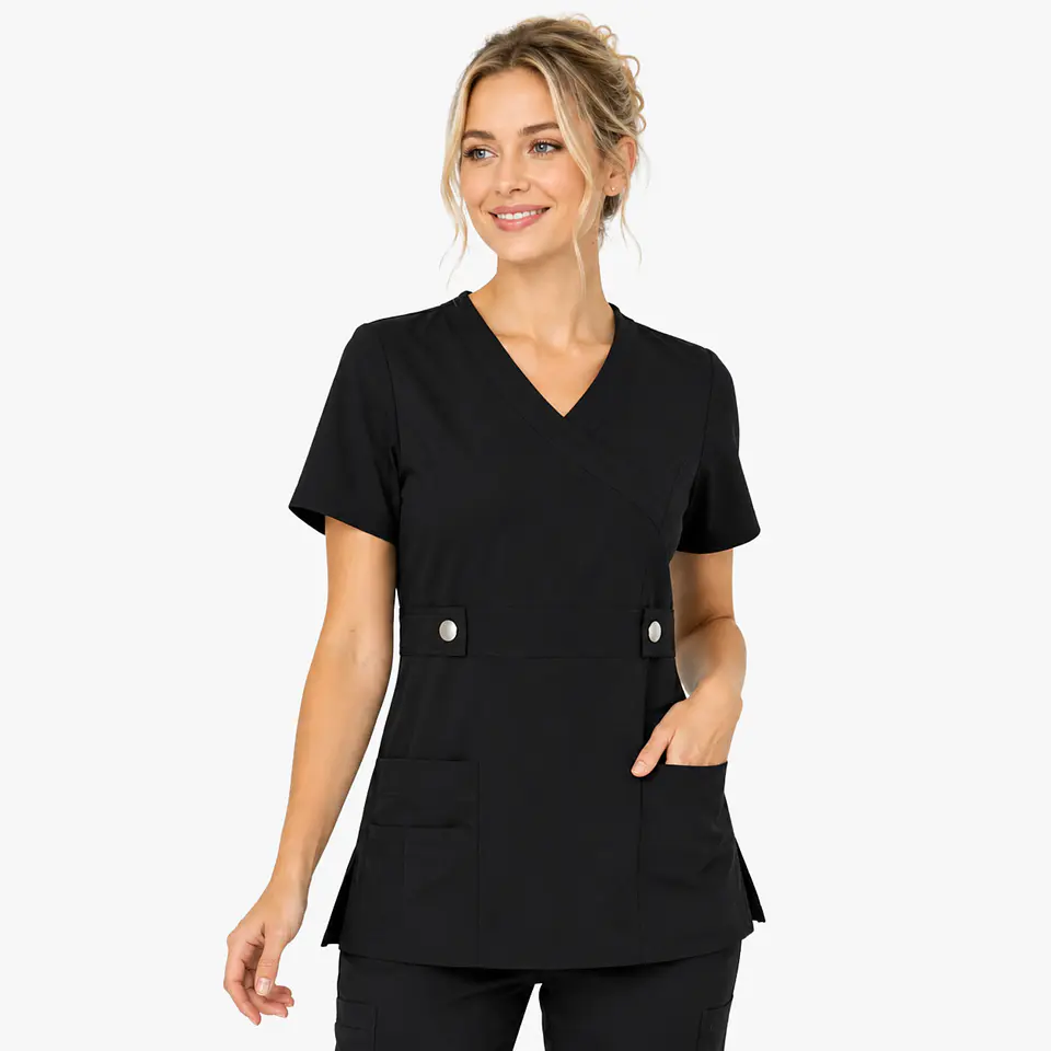 Blusa Clínica Cargo Antifluido Elasticado color Negro para Mujer 1