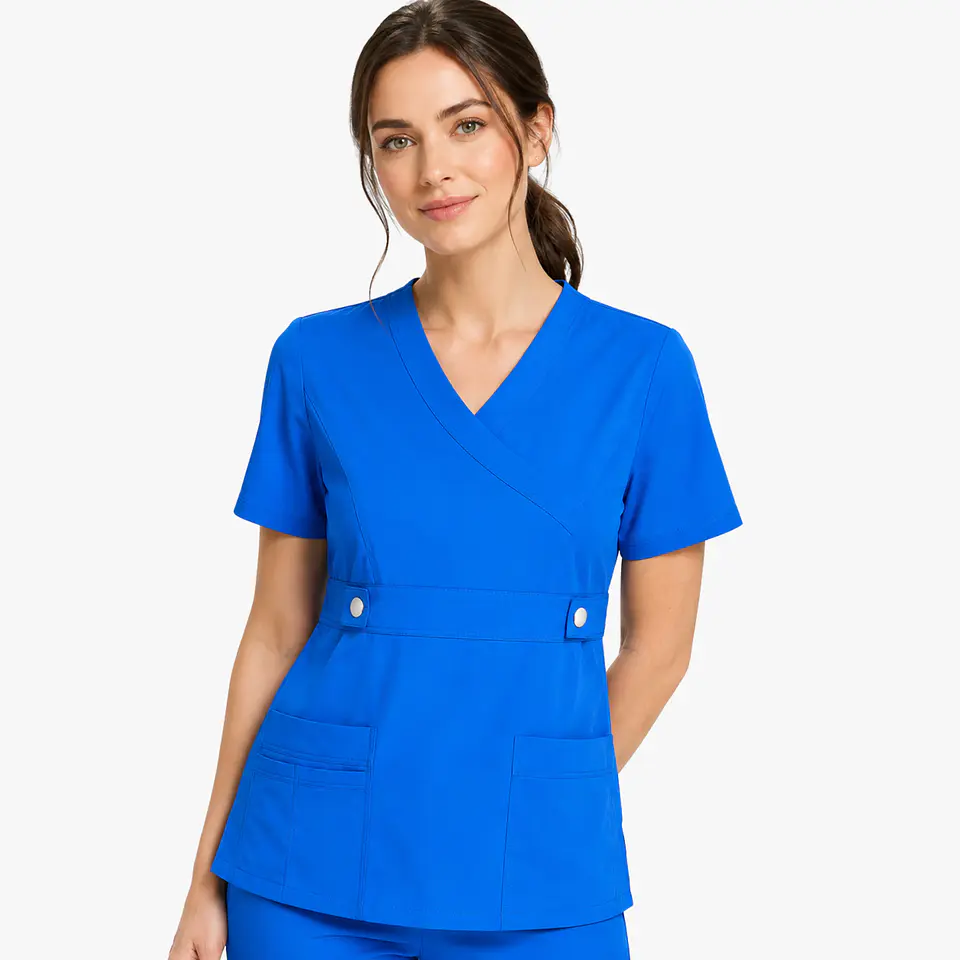 Blusa Clínica Cargo Antifluido Elasticado color Azul Vibes para Mujer 2
