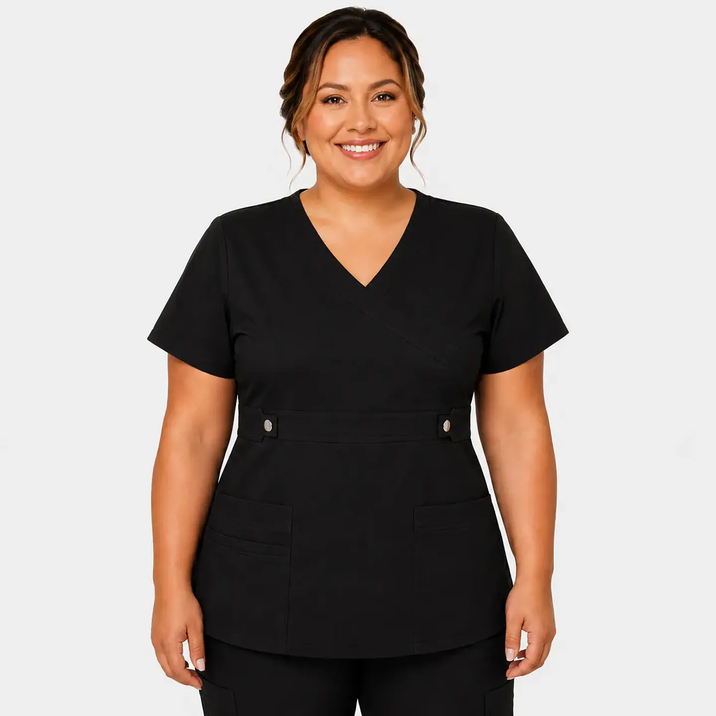 Blusa Clínica Cargo Antifluido Elasticada color Negro para Mujer 3