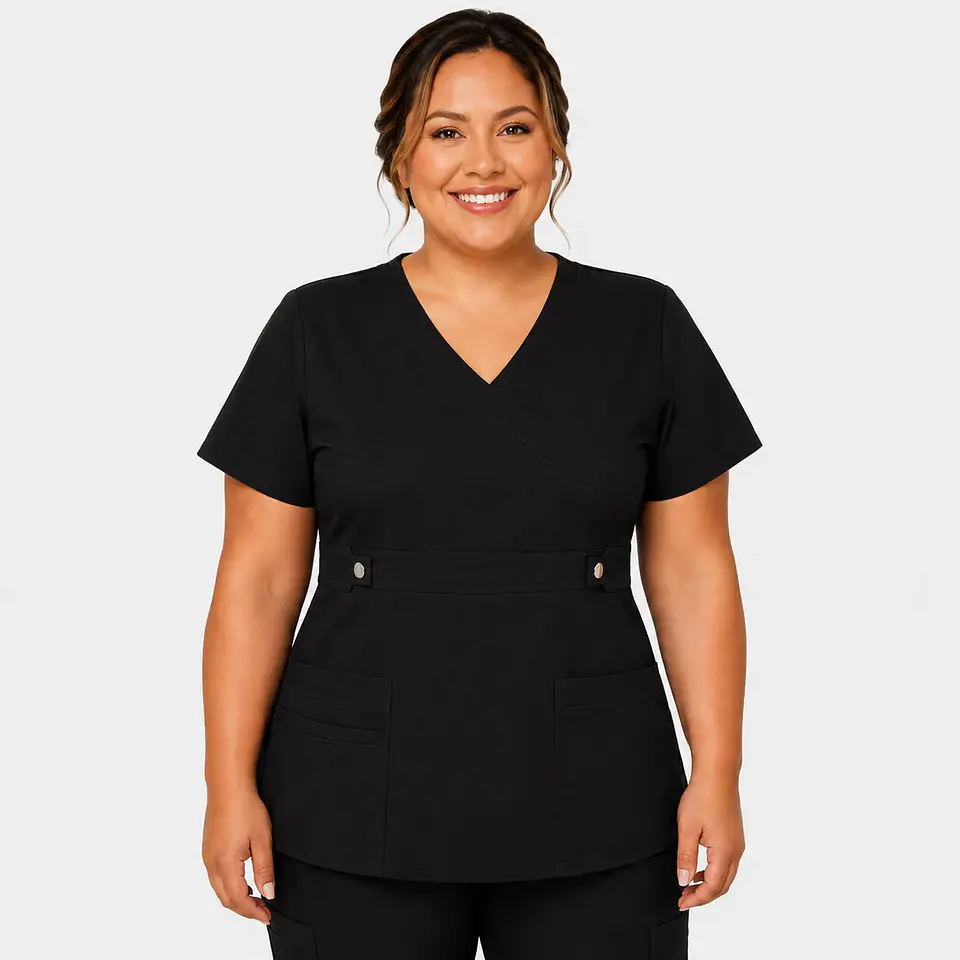 Blusa Clínica Cargo Antifluido Elasticada color Negro para Mujer 3