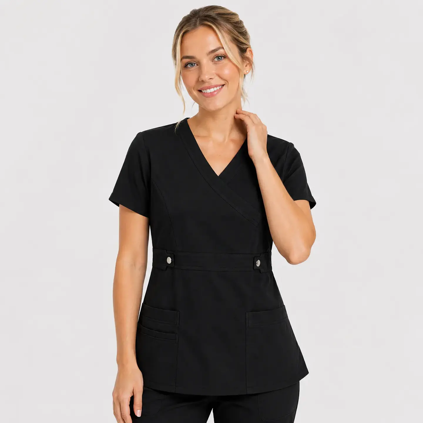 Blusa Clínica Cargo Antifluido Elasticada color Negro para Mujer 2