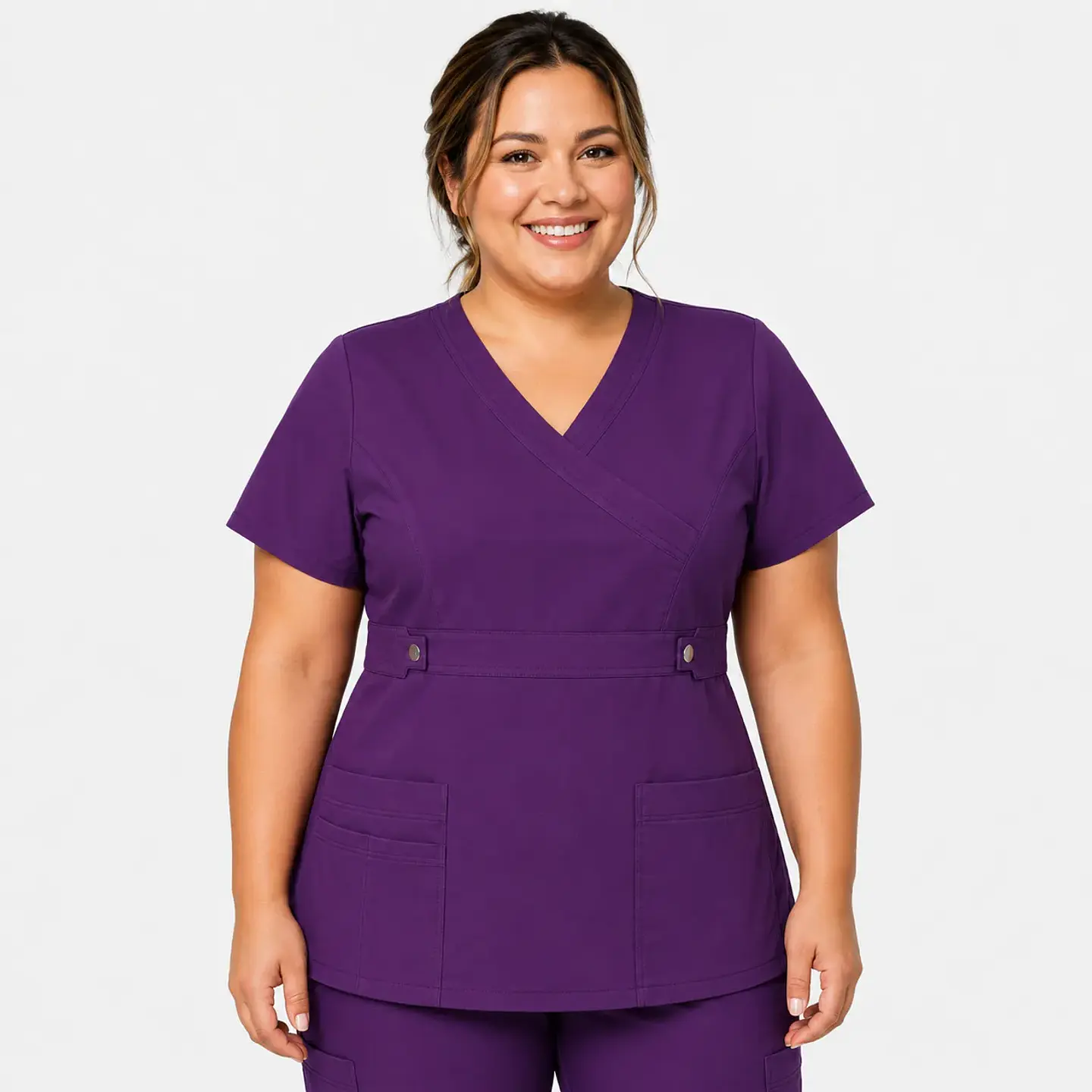 Blusa Clínica Cargo Antifluido Elasticada color Morado para Mujer 3