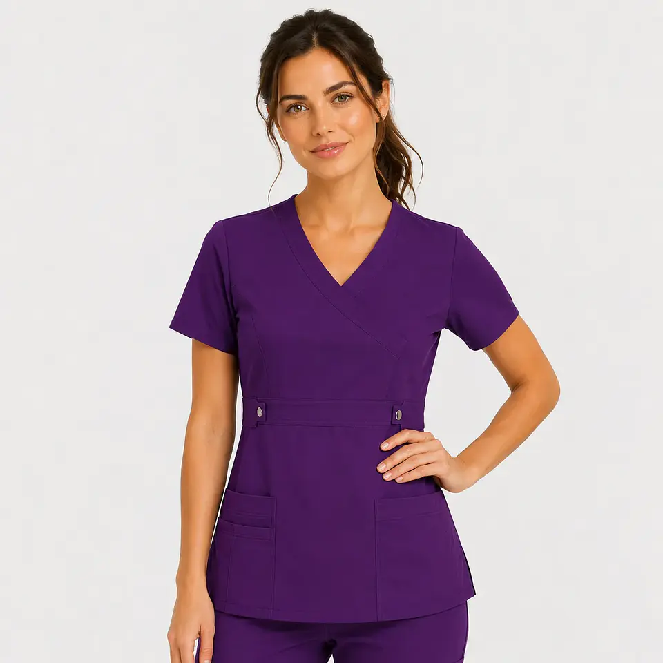 Blusa Clínica Cargo Antifluido Elasticada color Morado para Mujer 2