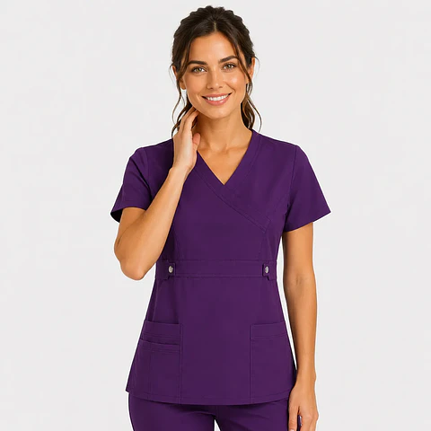 Blusa Clínica Cargo Antifluido Elasticada color Morado para Mujer