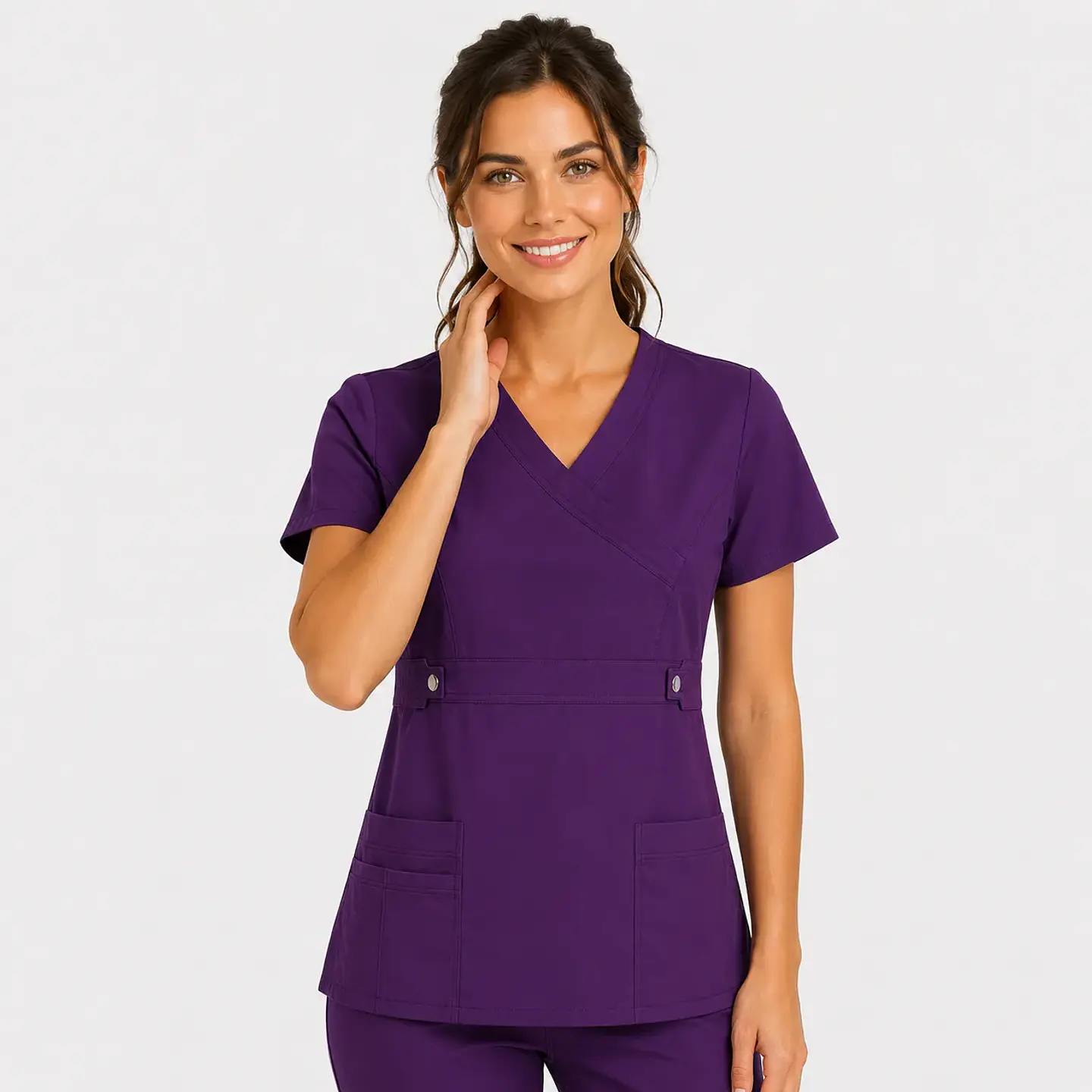 Blusa Clínica Cargo Antifluido Elasticada color Morado para Mujer 1