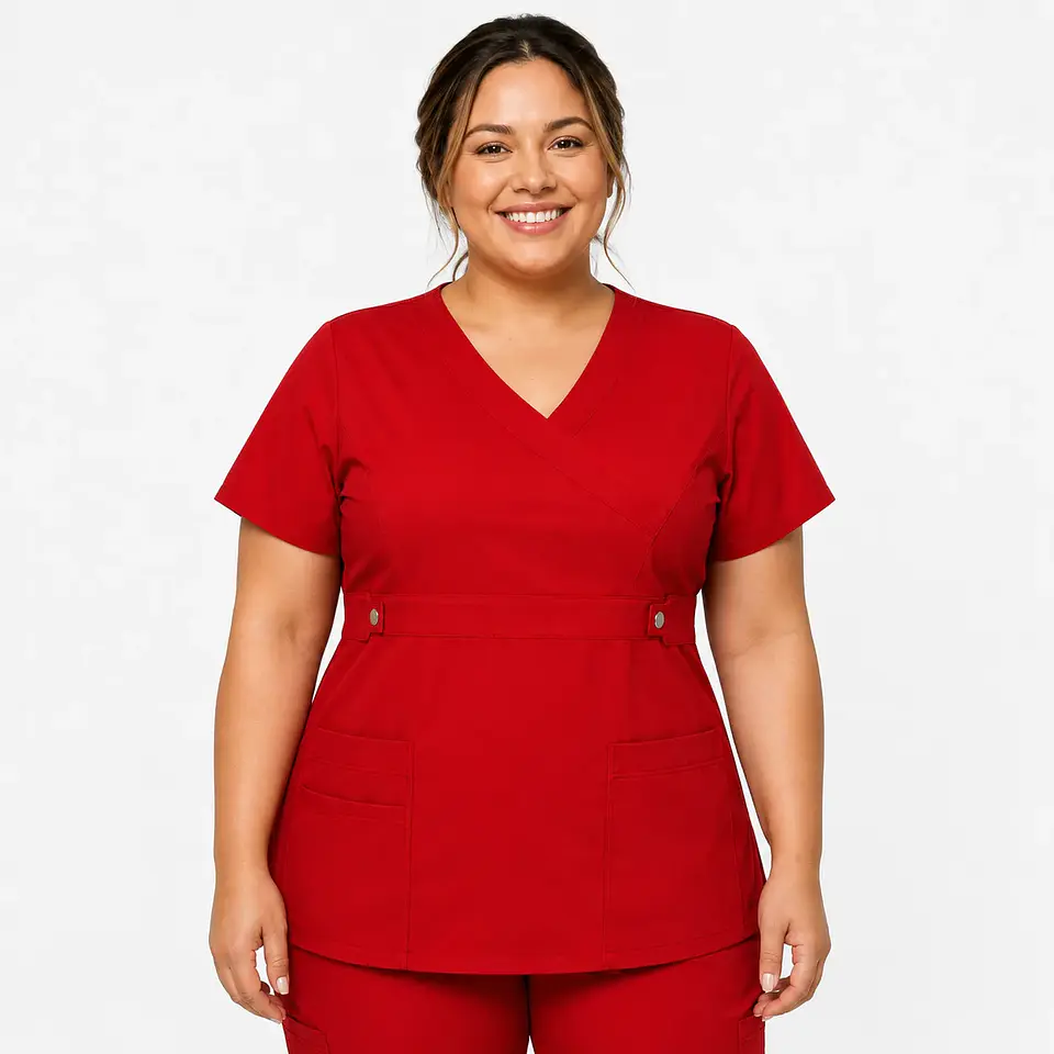 Blusa Clínica Cargo Antifluido Elasticada color Rojo Italiano  para Mujer 3