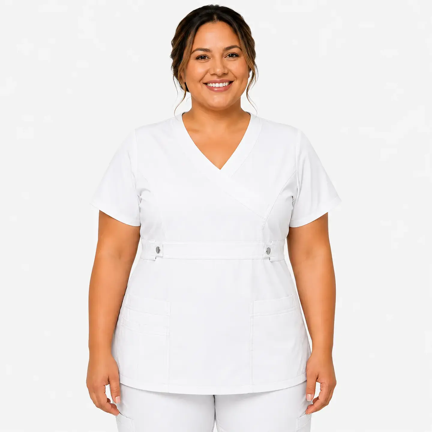 Blusa Clínica Cargo Antifluido Elasticada color Blanco para Mujer 3