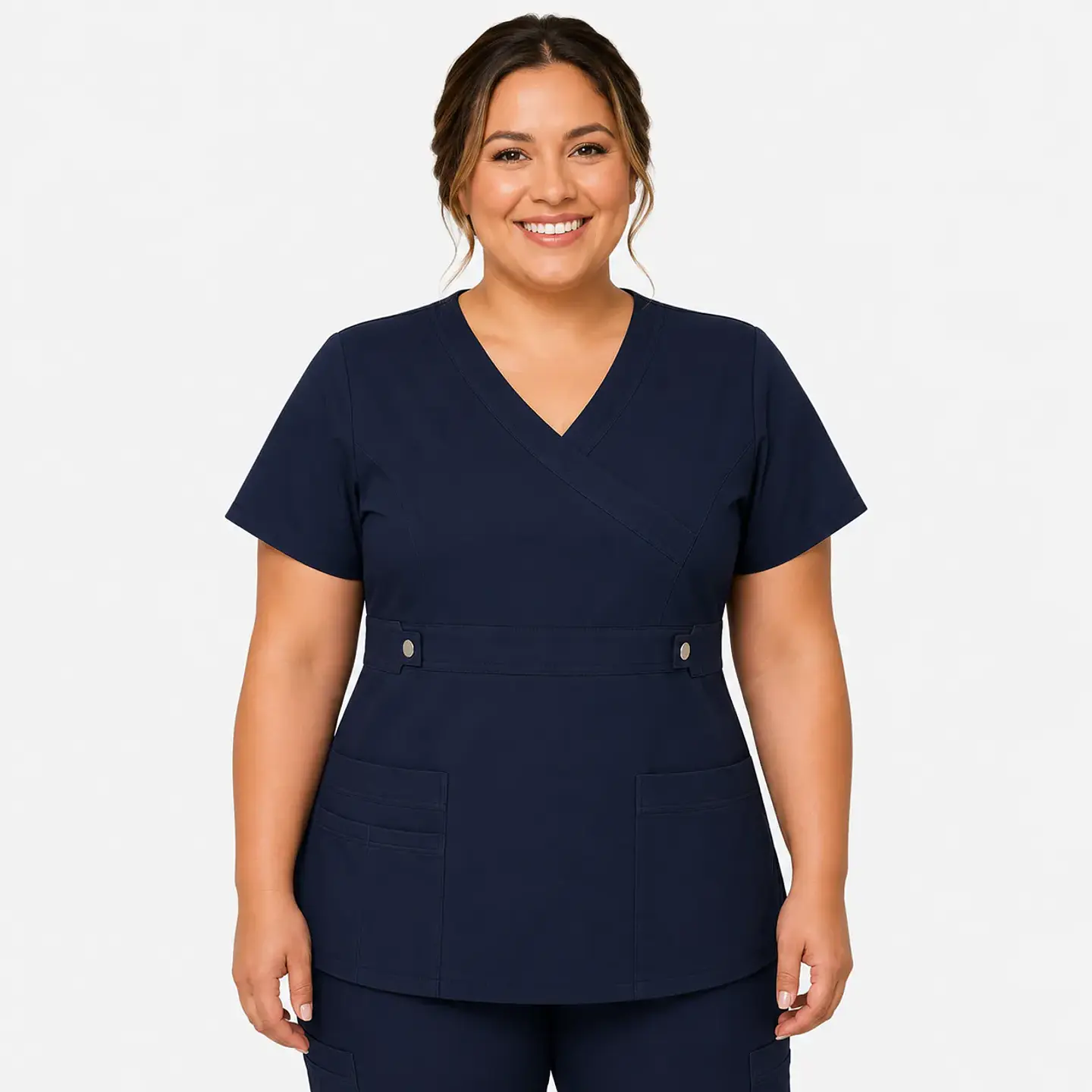 Blusa Clínica Cargo Antifluido Elasticada color Azul Marino para Mujer 3