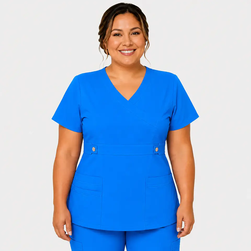 Blusa Clínica Cargo Antifluido Elasticada color Azul Vibes para Mujer 3