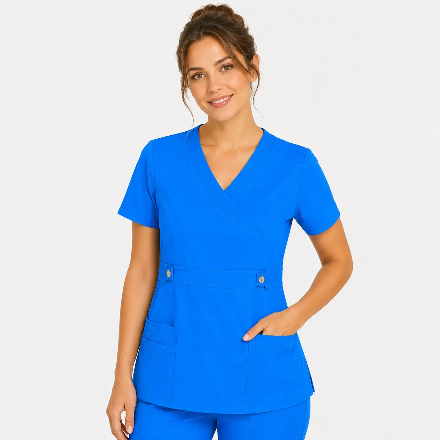Blusa Clínica Cargo Antifluido Elasticada color Azul Vibes para Mujer 2