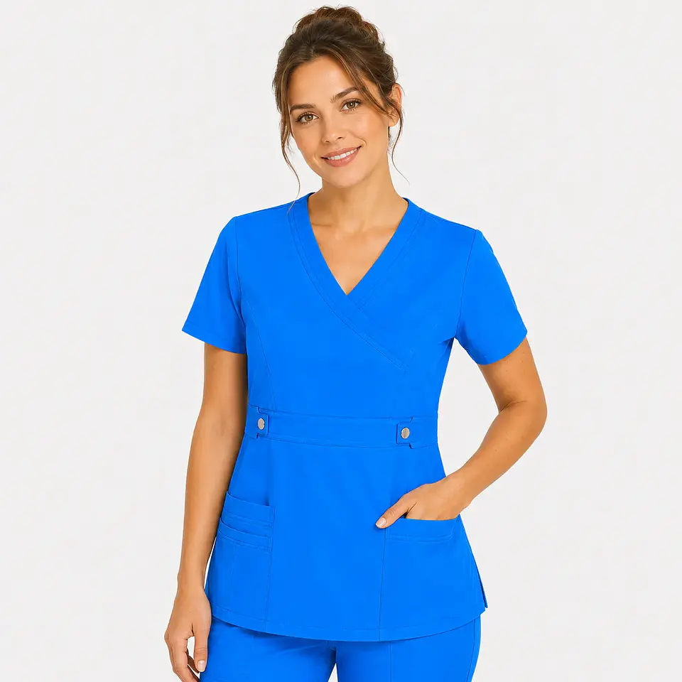 Blusa Clínica Cargo Antifluido Elasticada color Azul Vibes para Mujer 2