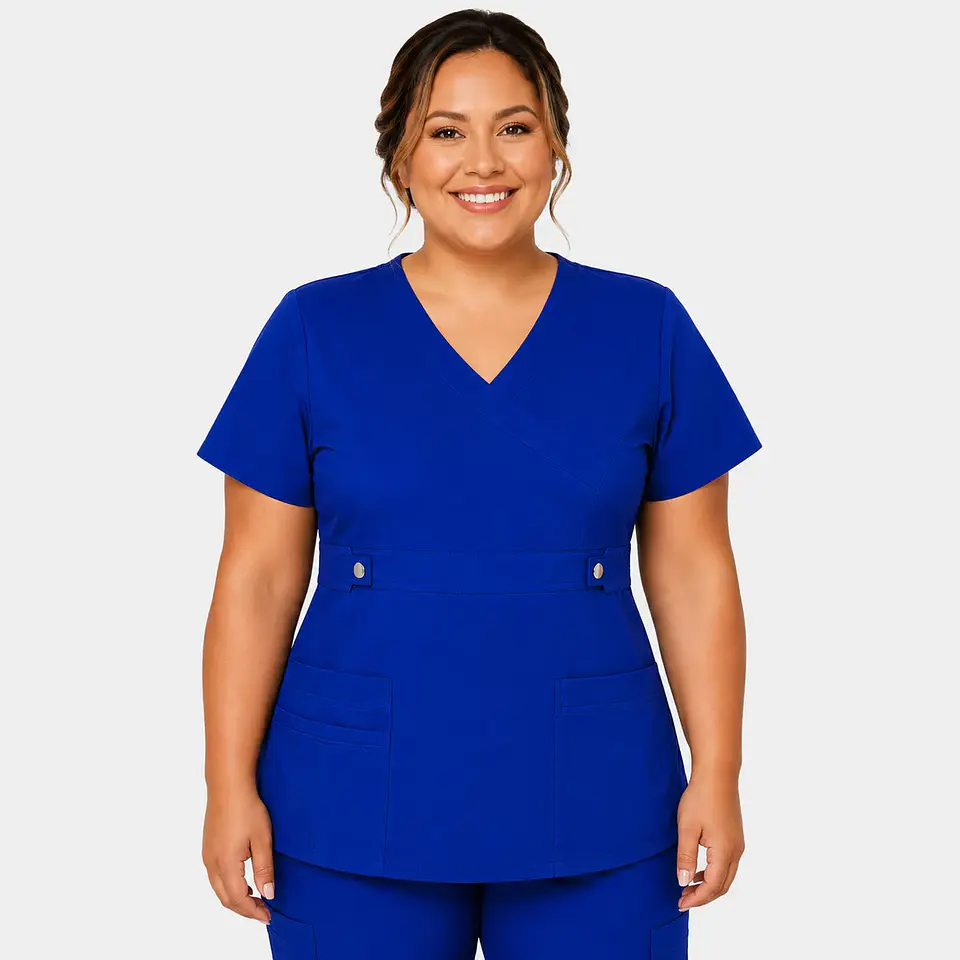 Blusa Clínica Cargo Antifluido Elasticada color Azul Rey para Mujer 3