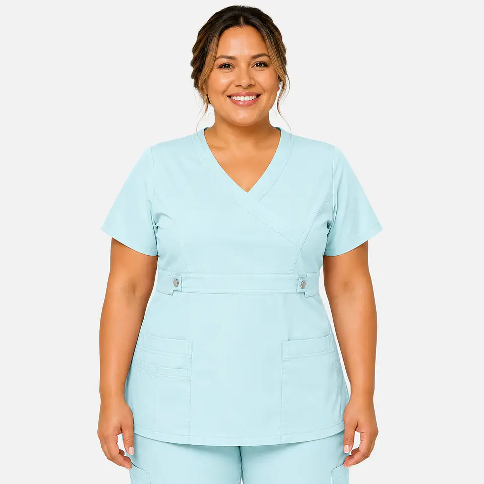 Blusa Clínica Cargo Antifluido Elasticada Menta para Mujer 3