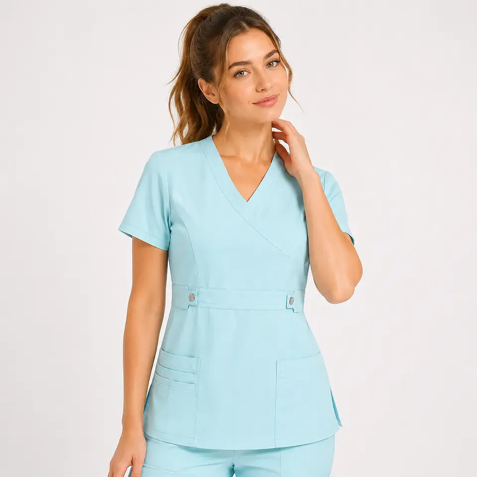 Blusa Clínica Cargo Antifluido Elasticada Menta para Mujer 2