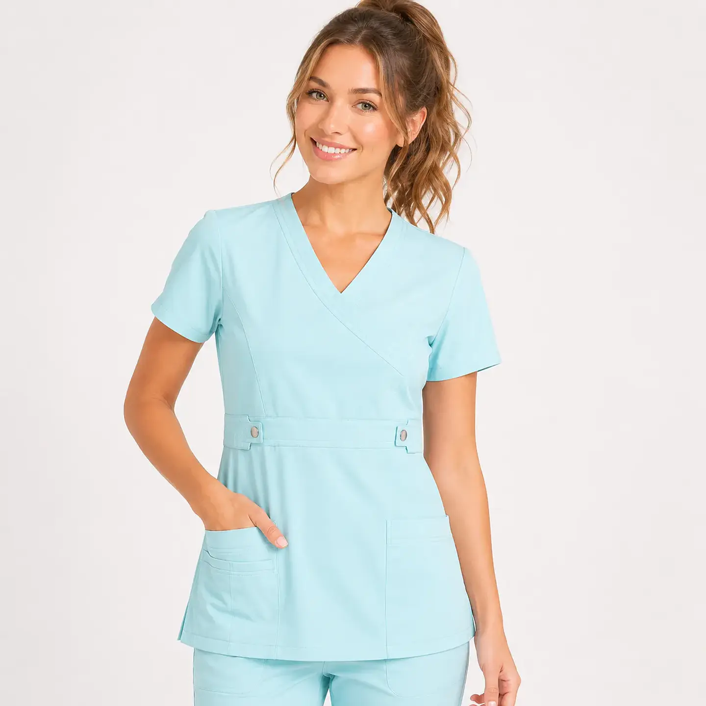 Blusa Clínica Cargo Antifluido Elasticada Menta para Mujer 1