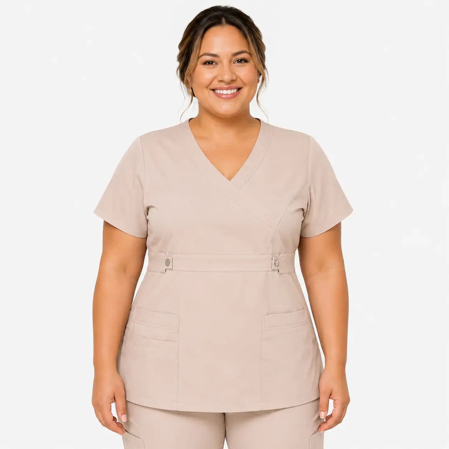 Blusa Clínica Cargo  Antifluido Elasticada Beige para Mujer 3